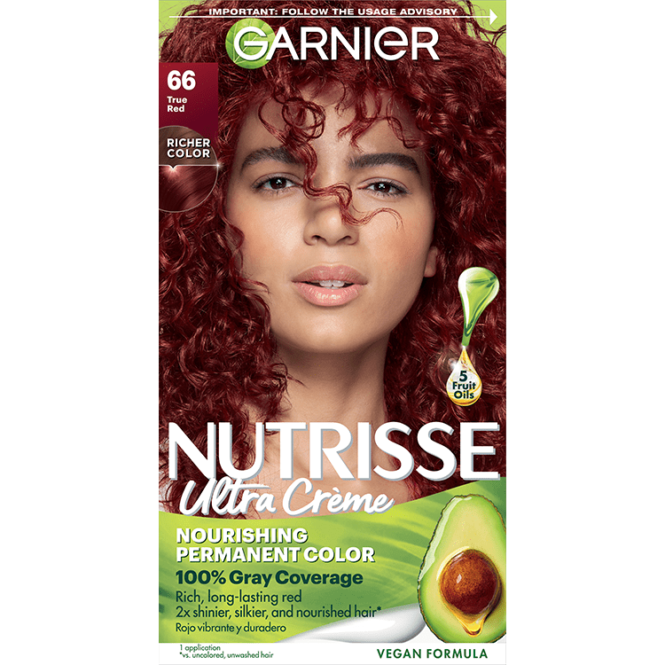 True Red Hair Color Nutrisse Ultra creme Nourishing permanent color Gray Coverage - Garnier